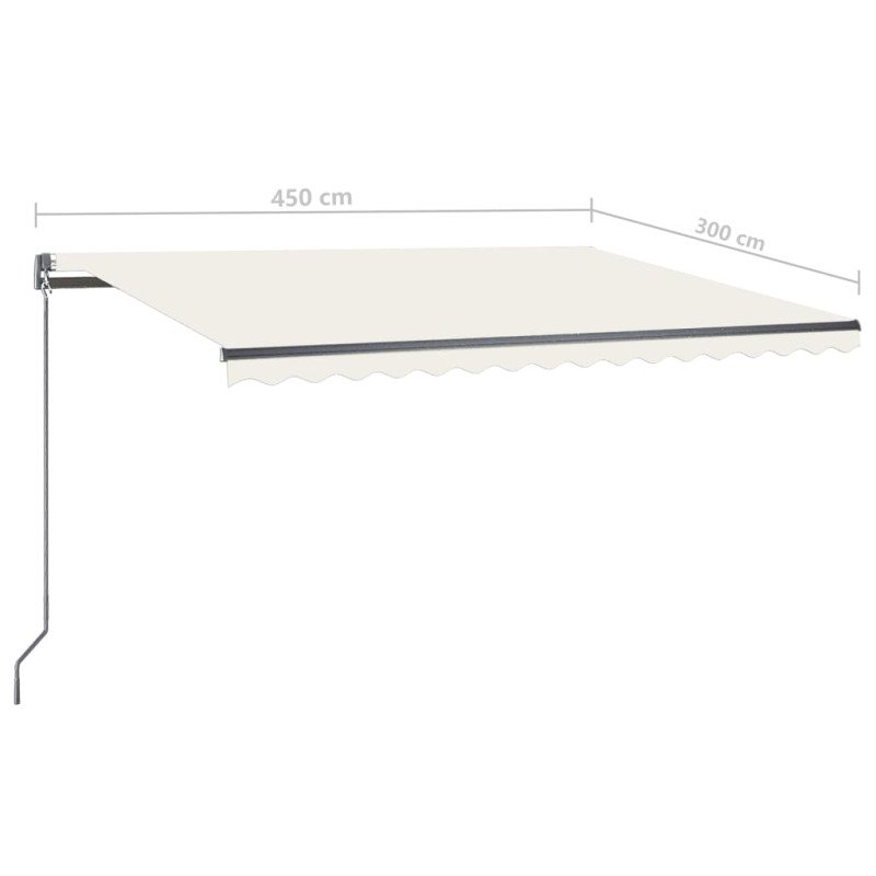 vidaXL Samostatne stojaca automatická markíza 450x300 cm krémová