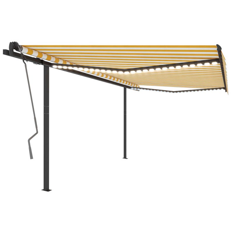 vidaXL Automatická markíza, LED a senzor vetra 4,5x3 m, žltá/biela