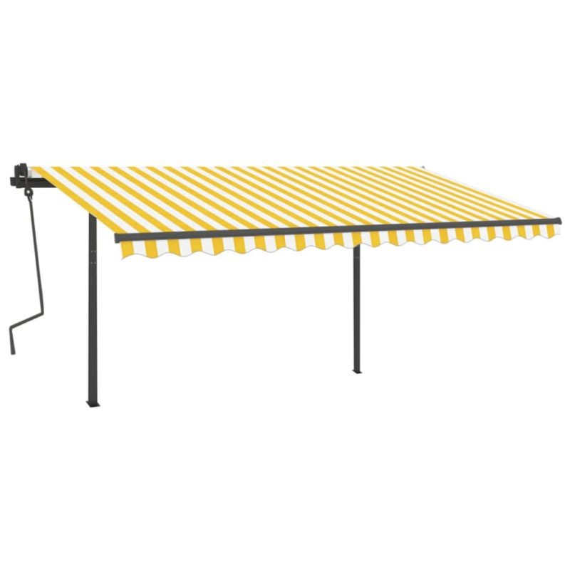 vidaXL Automatická markíza, LED a senzor vetra 4,5x3 m, žltá/biela
