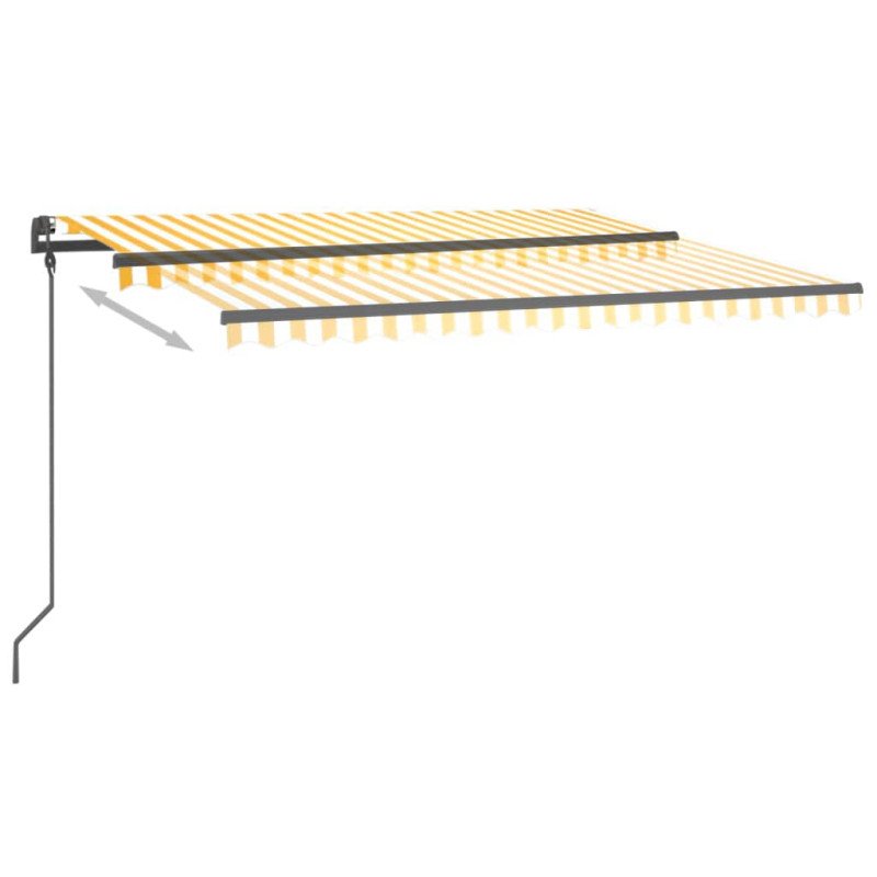 vidaXL Automatická markíza, LED a senzor vetra 4,5x3 m, žltá/biela
