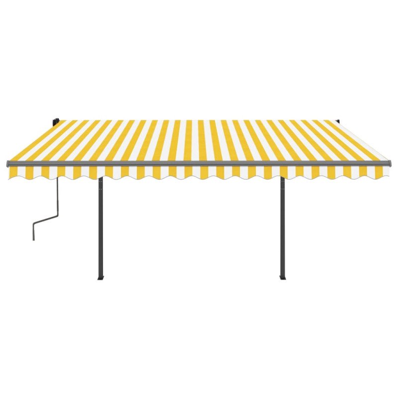 vidaXL Automatická markíza, LED a senzor vetra 4,5x3 m, žltá/biela