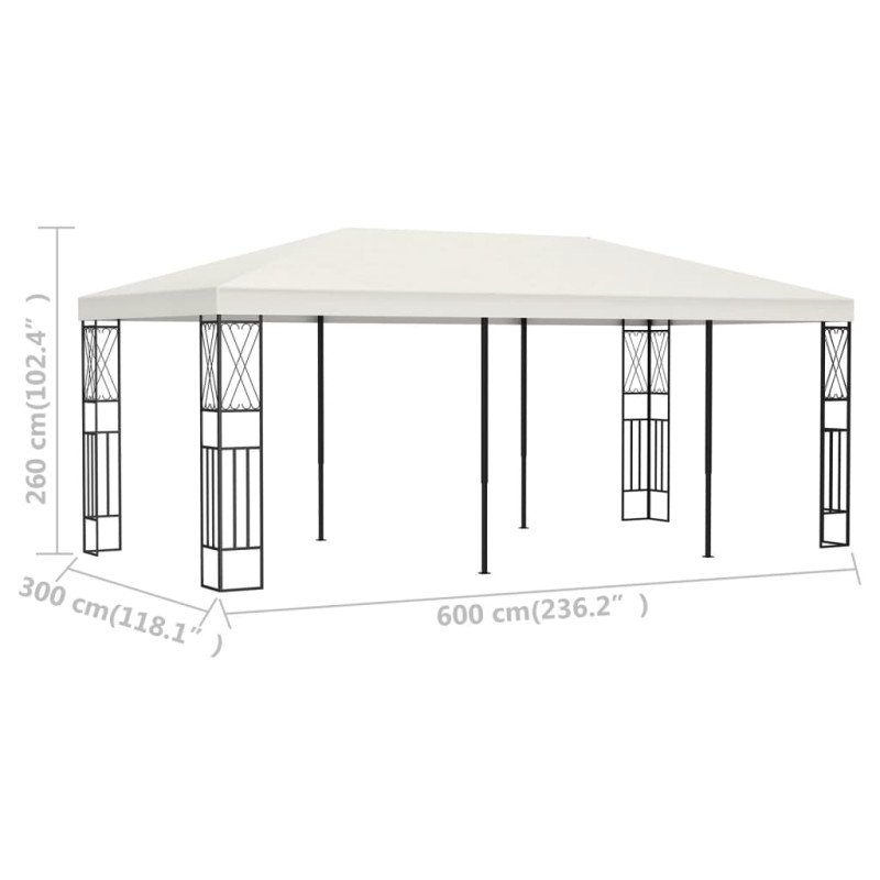 vidaXL Altánok krémový 3x6 m látkový