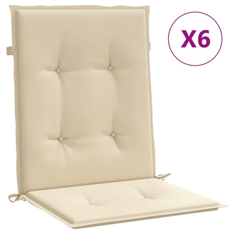 vidaXL Podložky na záhradné stoličky, nízke operadlo 6 ks 100x50x3 cm