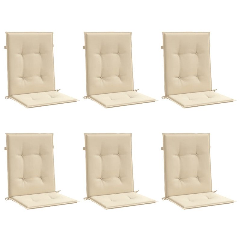 vidaXL Podložky na záhradné stoličky, nízke operadlo 6 ks 100x50x3 cm