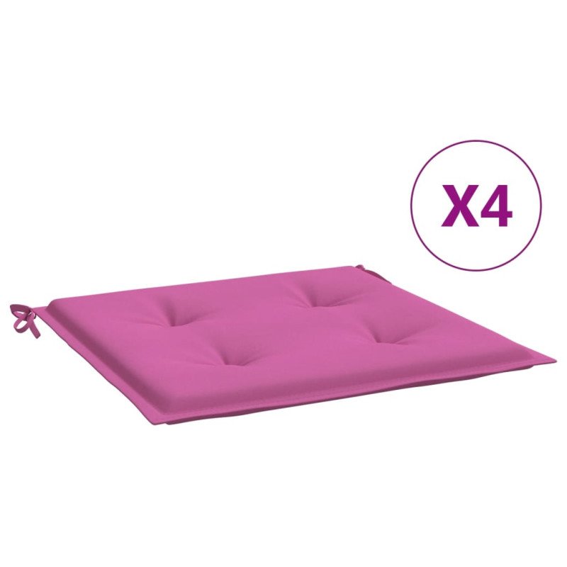 vidaXL Podložky na záhradné stoličky 4 ks ružové 50x50x3 cm látka
