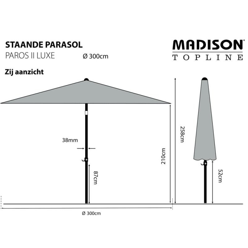 Madison Slnečník Paros II Luxe 300 cm zafírový modrý