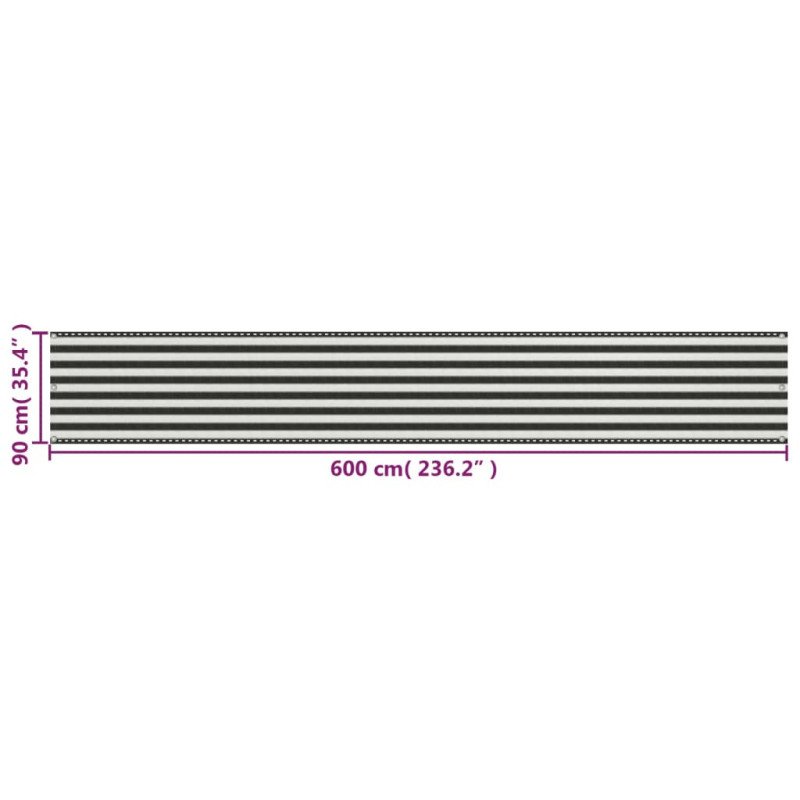 vidaXL Tieniaca plachta na balkón z HDPE, 90x600 cm, antracitová a biela