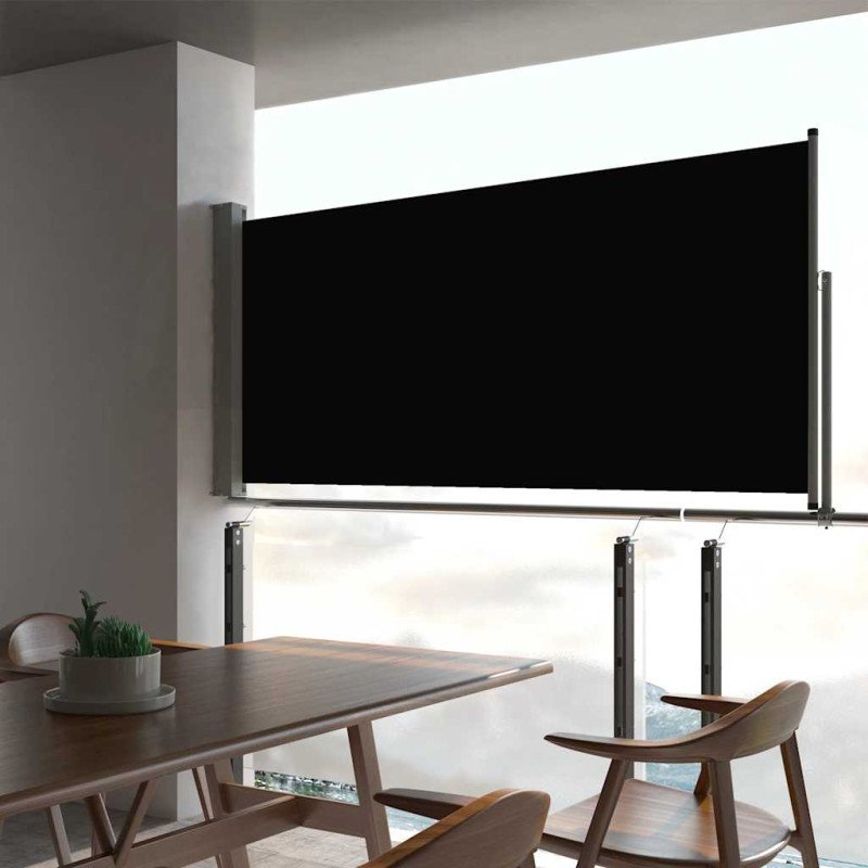 vidaXL Zaťahovacia bočná markíza na terasu čierna 60x300 cm