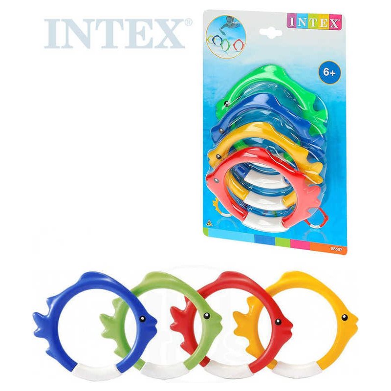 INTEX Kroužky barevné rybička do vody na potápění set 4ks na kartě 55507