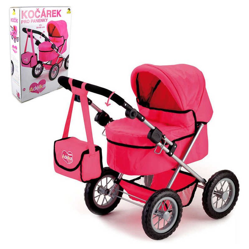 Kočárek Adélka hluboký růžový pro panenku miminko do 42cm