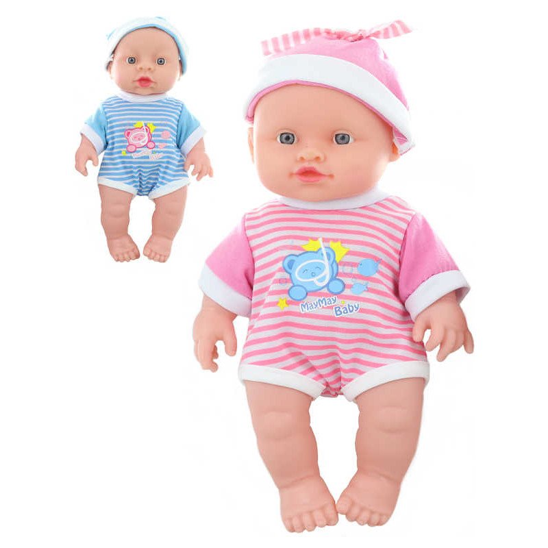 Panenka miminko 24cm v pyžámku tvrdé těličko na baterie v igelitu 2 barvy Zvuk