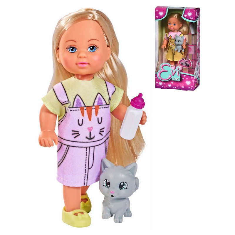SIMBA Panenka Evička Kitty set s kočičkou a lahvičkou 2 druhy