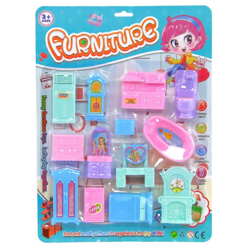 Nábytek mini herní set dopněk do domečku pro panenky plast