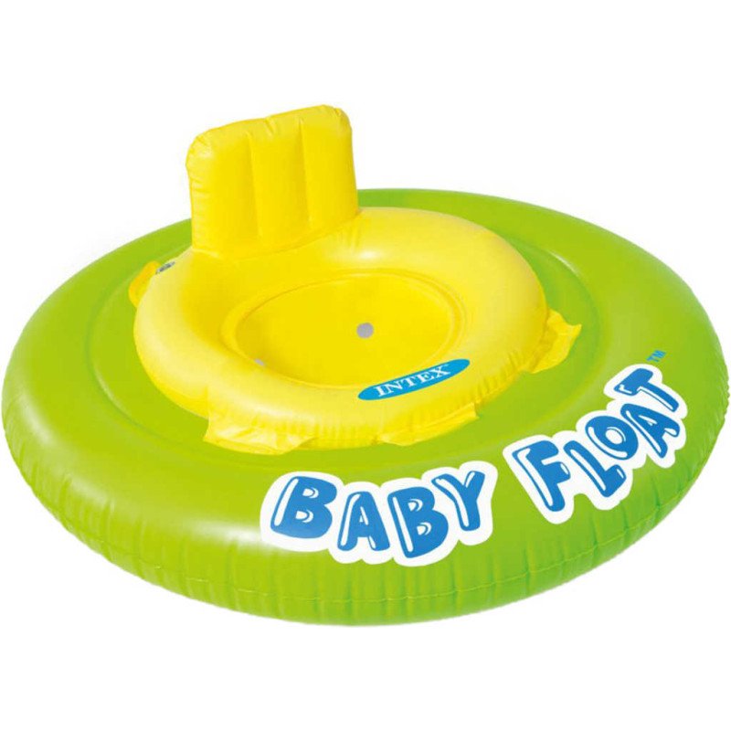 INTEX Baby float nafukovací kruh s otvory na nohy 76cm s krížem žlutozelený