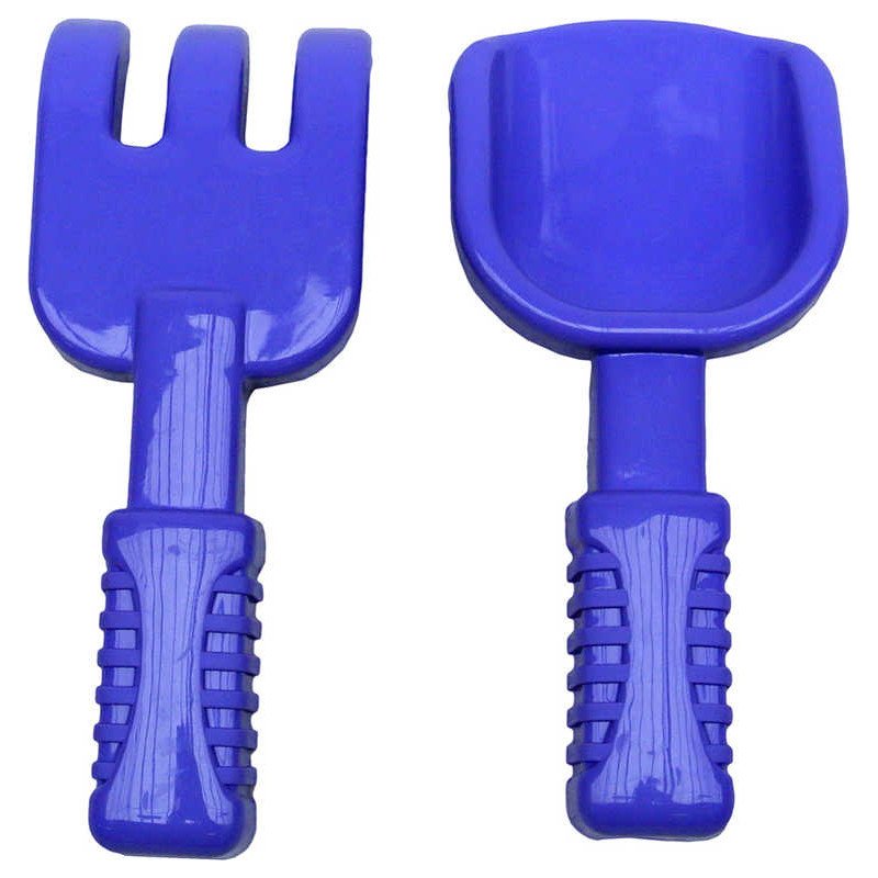 PL Set lopatička plus hrabičky 15cm plastové na písek 3 barvy v síťce