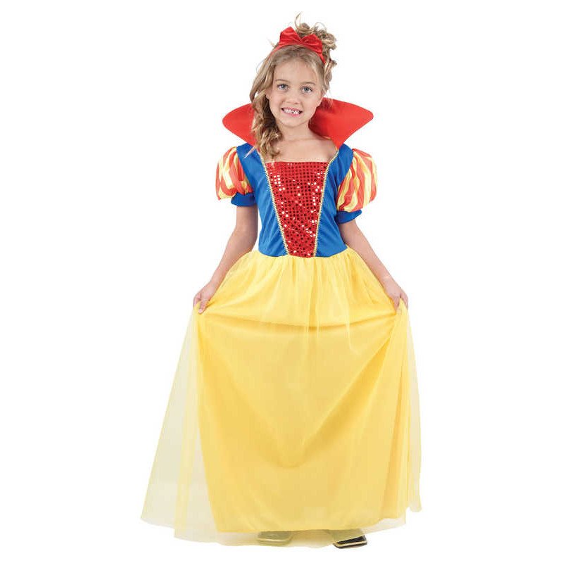 KARNEVAL Šaty SNĚHURKA s čelenkou vel.S (110-120 cm) 4-6 let KOSTÝM