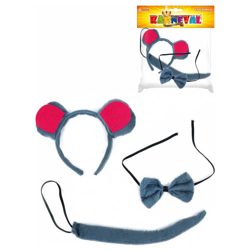 KARNEVAL Myš set ocas s čelenkou a motýlkem Plyš KARNEVALOVÝ DOPLNĚK