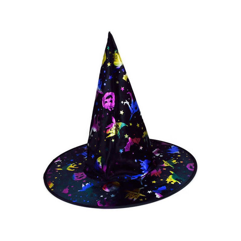 KARNEVAL Klobouk čarodějnický s lesklým potiskem 39 cm KARNEVALOVÝ DOPLNĚK