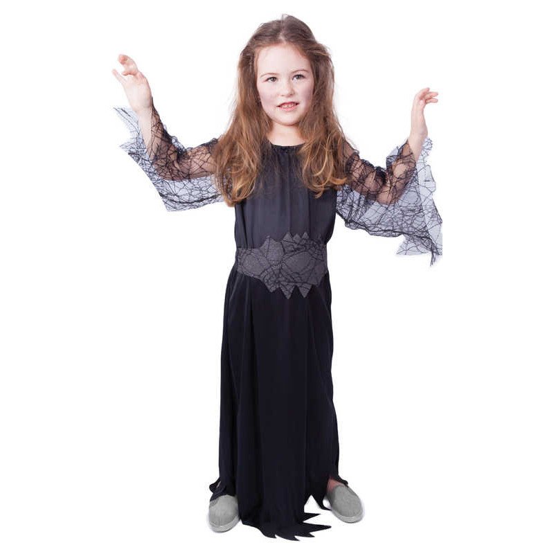 KARNEVAL Šaty čarodějnice černá vel. M (116-128cm) 6-8 let KOSTÝM