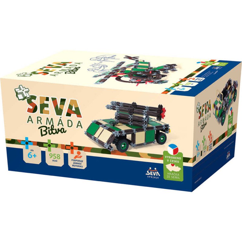 SEVA ARMÁDA Bitva plastová XL STAVEBNICE 958 dílků v krabici