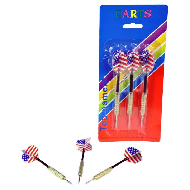 Šipky házecí 18g hrot kovový americká vlajka set 3ks na kartě