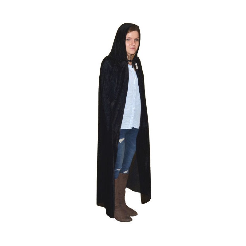 KARNEVAL Šaty plášť s kapucí černý 130cm halloween KOSTÝM