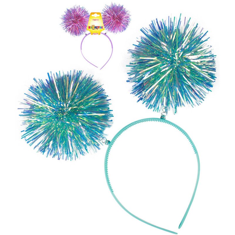 KARNEVAL Pom-pom čelenka s trásněmi 2 barvy KARNEVALOVÝ DOPLNĚK