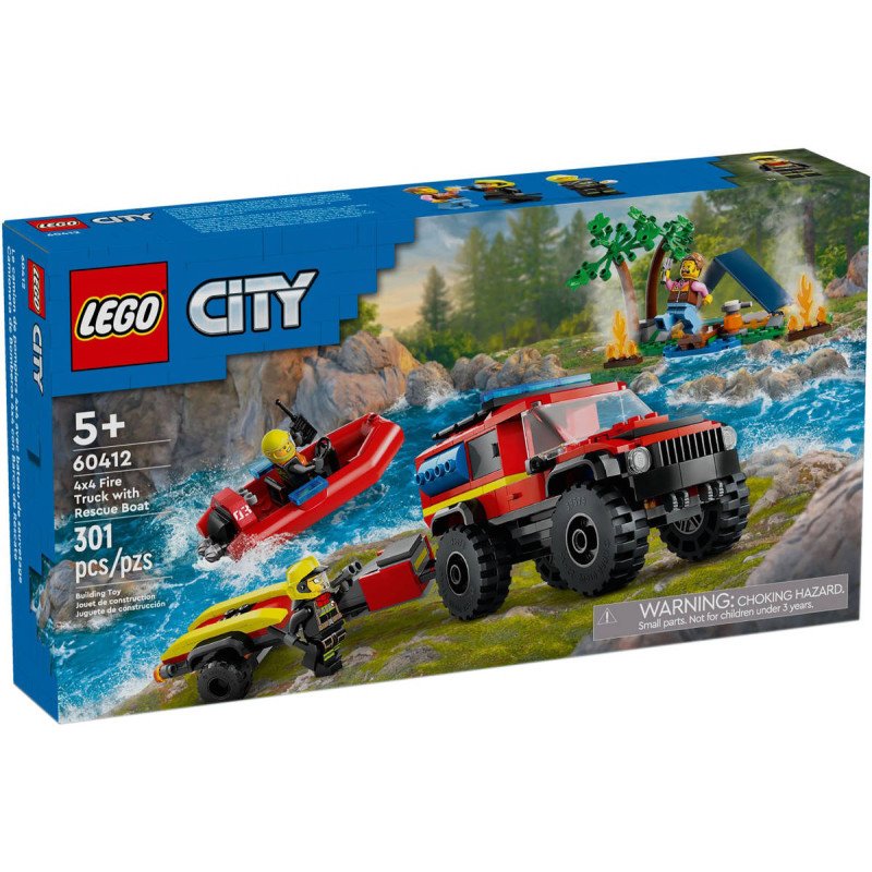 LEGO CITY Auto hasičský vůz 4x4 a záchranný člun 60412 STAVEBNICE