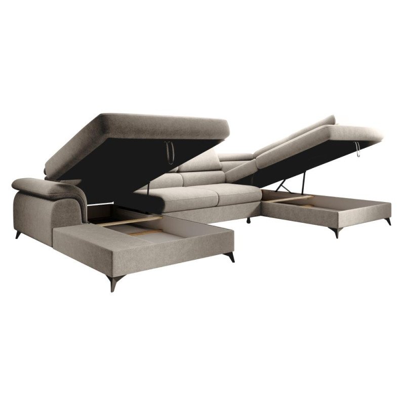 Kondela Rozkladacia sedacia súprava, béžová, pravá, POLY ROH U