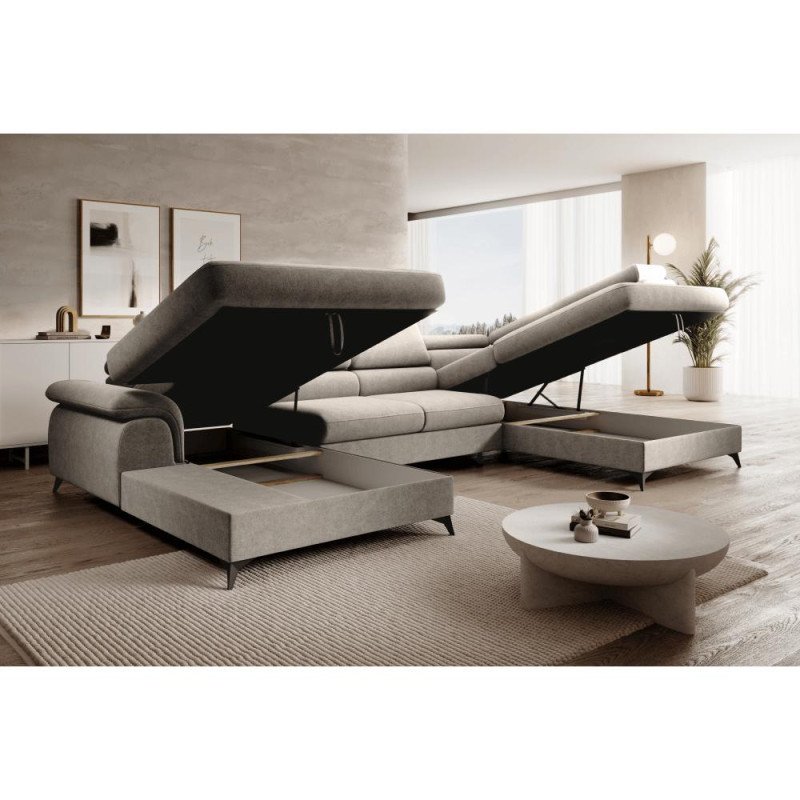 Kondela Rozkladacia sedacia súprava, béžová, pravá, POLY ROH U