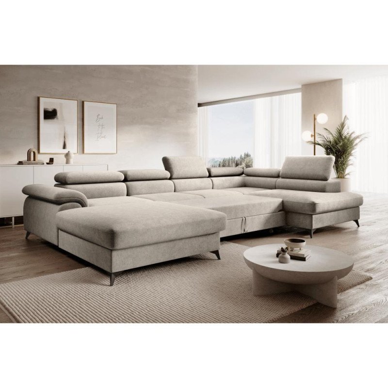 Kondela Rozkladacia sedacia súprava, béžová, pravá, POLY ROH U