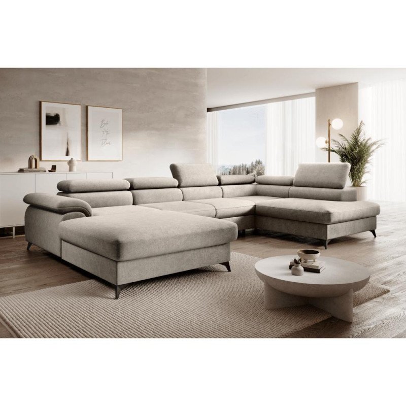 Kondela Rozkladacia sedacia súprava, béžová, pravá, POLY ROH U