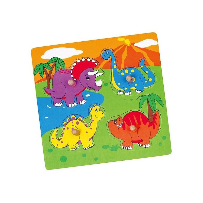 Drevené puzzle s úchytmi pre najmenších Viga Dino