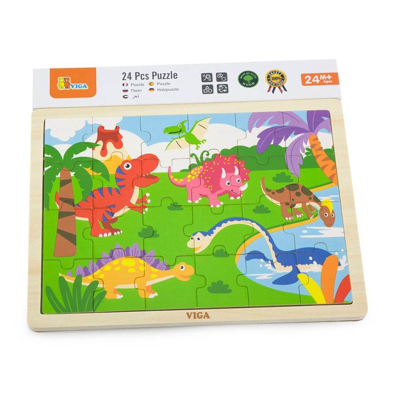 Detské drevené puzzle Viga Dino