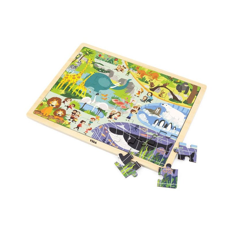 Detské drevené puzzle Viga Zoo 48 ks