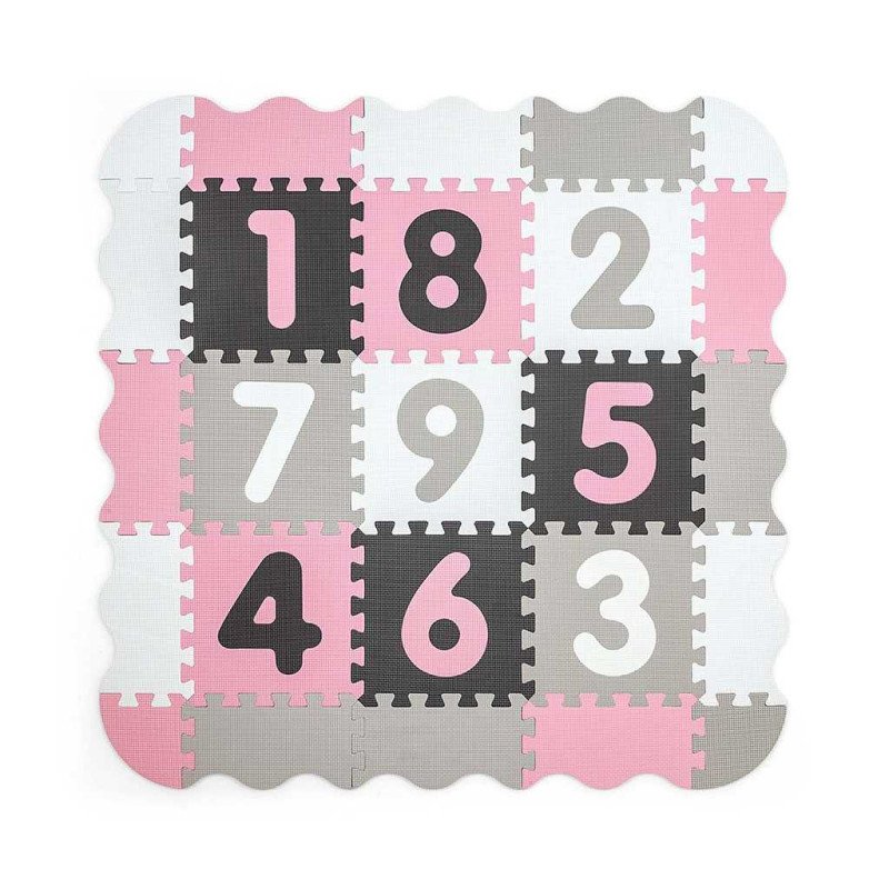 Penové puzzle podložka ohrádka Milly Mally Jolly 3x3 Digits Pink Grey