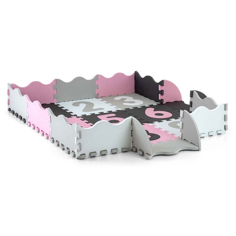 Penové puzzle podložka ohrádka Milly Mally Jolly 3x3 Digits Pink Grey