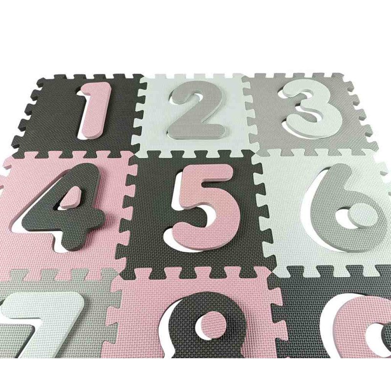 Penové puzzle podložka ohrádka Milly Mally Jolly 3x3 Digits Pink Grey