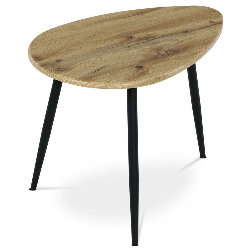 Autronic - Konferenční stůl, MDF deska, dekor divoký dub, černý kov - AF-3011 OAK AKCE