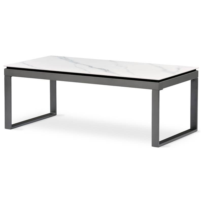 Autronic - Stůl konferenční, deska slinutá keramika 120x60, bílý mramor, nohy šedý kov - AHG-284 WT