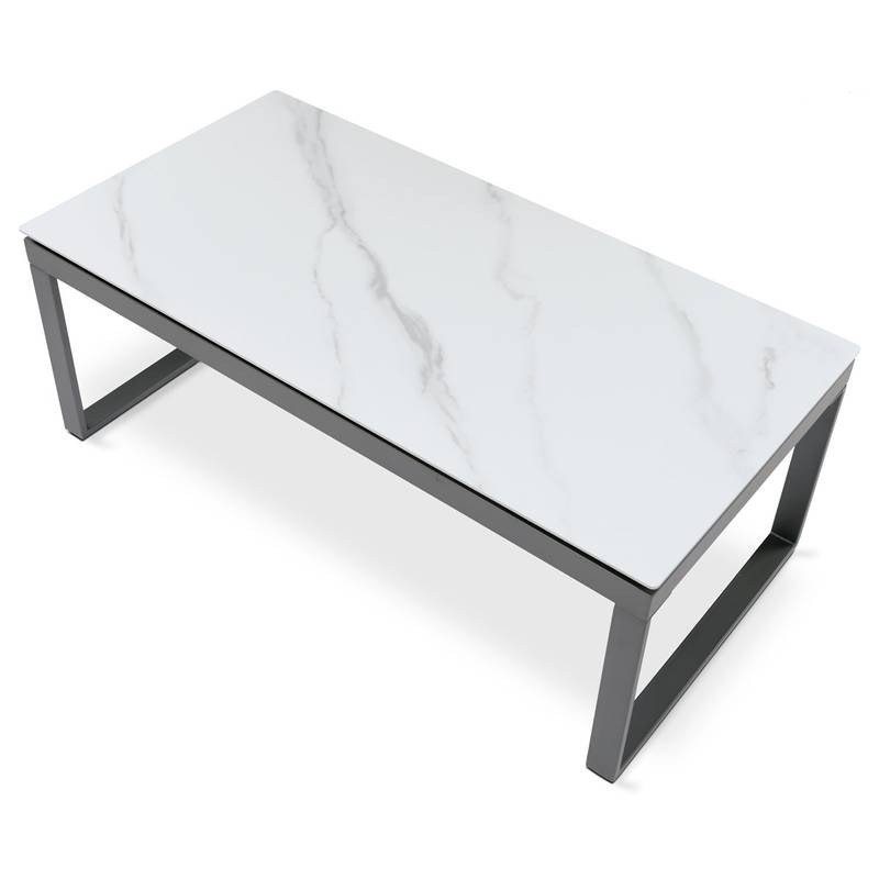 Autronic - Stůl konferenční, deska slinutá keramika 120x60, bílý mramor, nohy šedý kov - AHG-284 WT