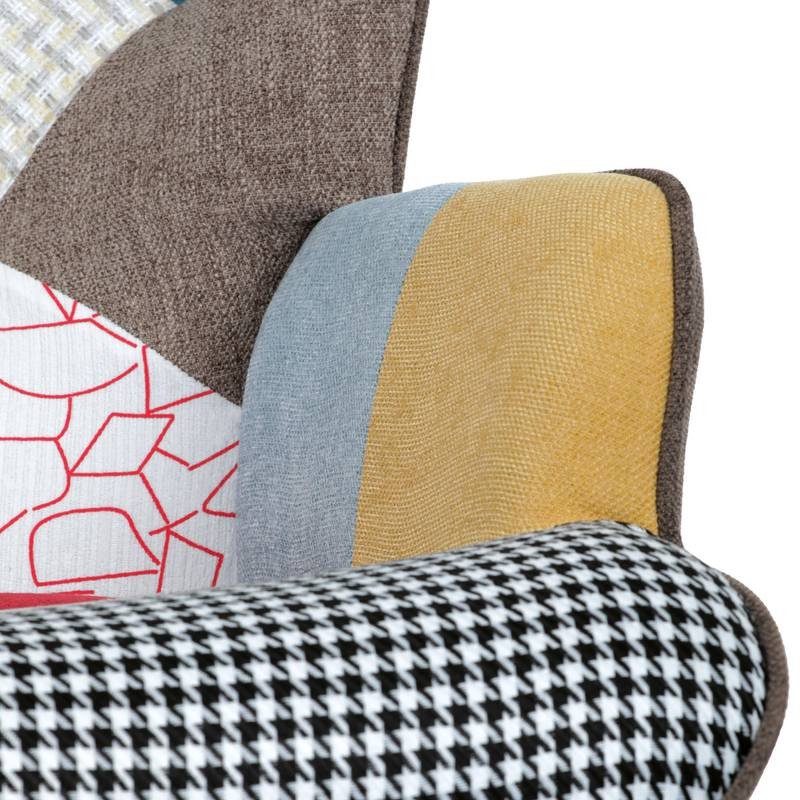 Autronic - Křeslo houpací, potah patchwork látka, dřevěné nohy, masiv kaučukovník - AK-374 PW2 AKCE