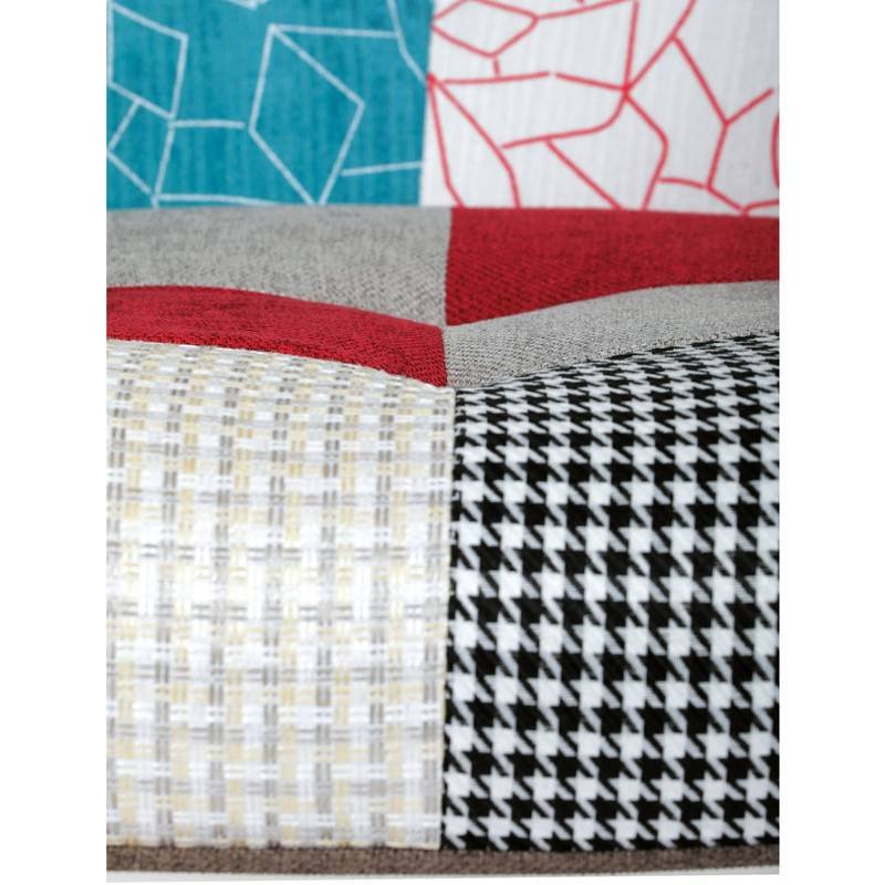 Autronic - Křeslo houpací, potah patchwork látka, dřevěné nohy, masiv kaučukovník - AK-374 PW2 AKCE