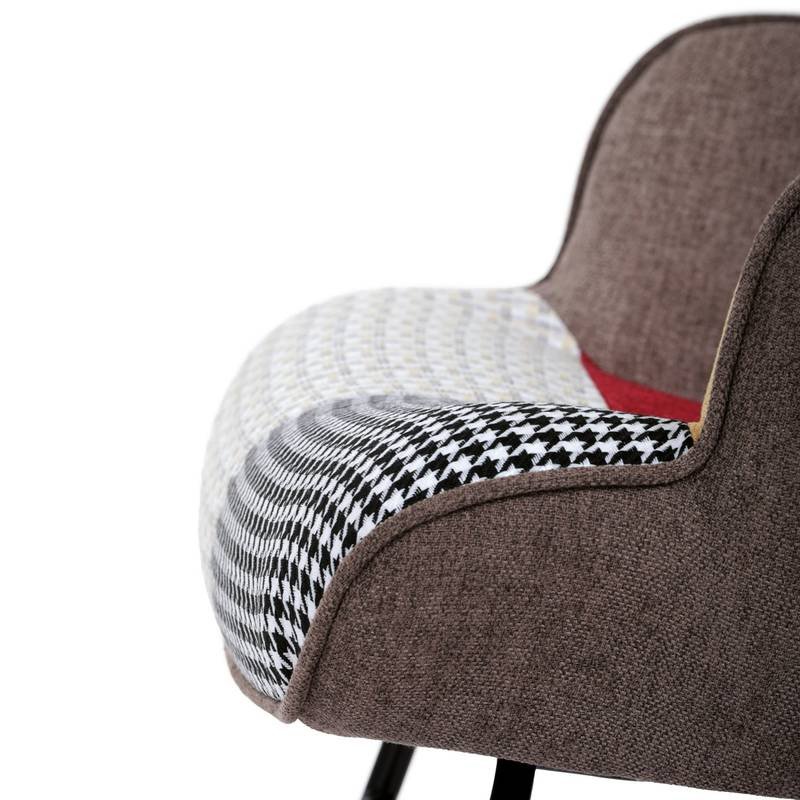 Autronic - Křeslo houpací, potah patchwork látka, dřevěné nohy, masiv kaučukovník - AK-374 PW2 AKCE