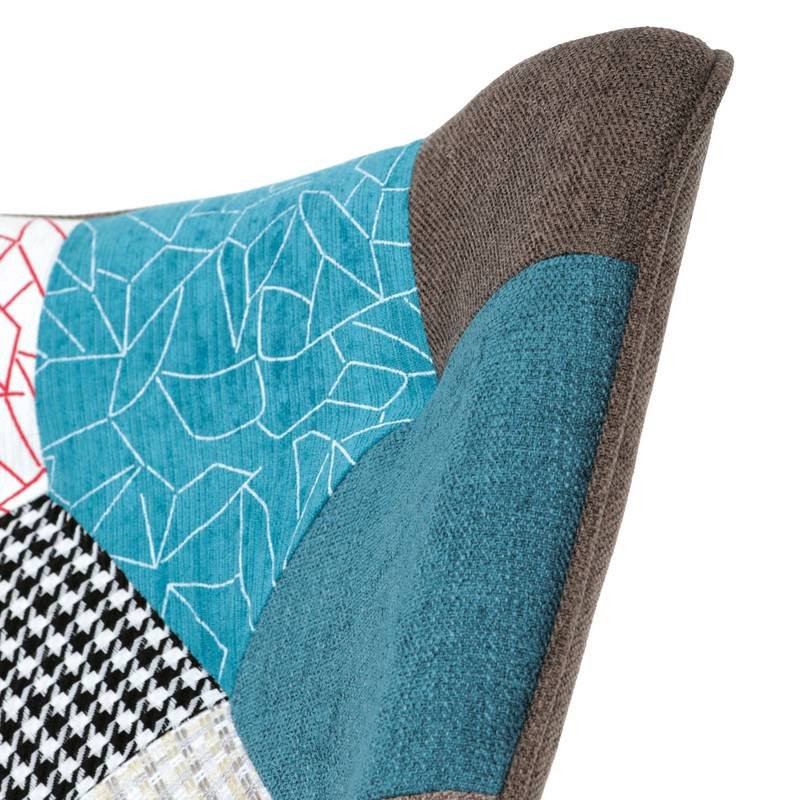 Autronic - Křeslo houpací, potah patchwork látka, dřevěné nohy, masiv kaučukovník - AK-374 PW2 AKCE