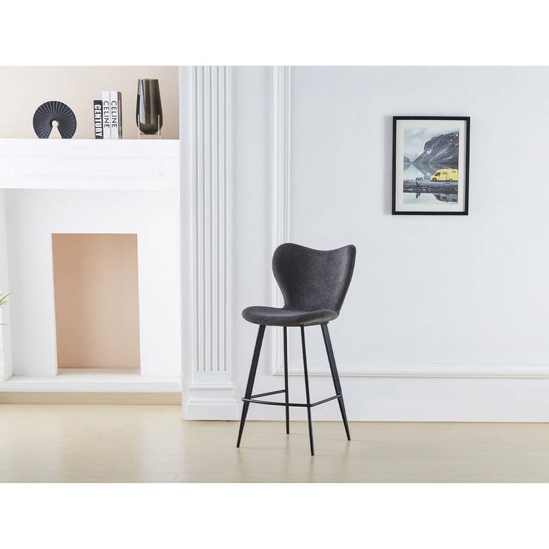 Autronic - Židle barová, šedá látka, černá podnož - AUB-1068 GREY2