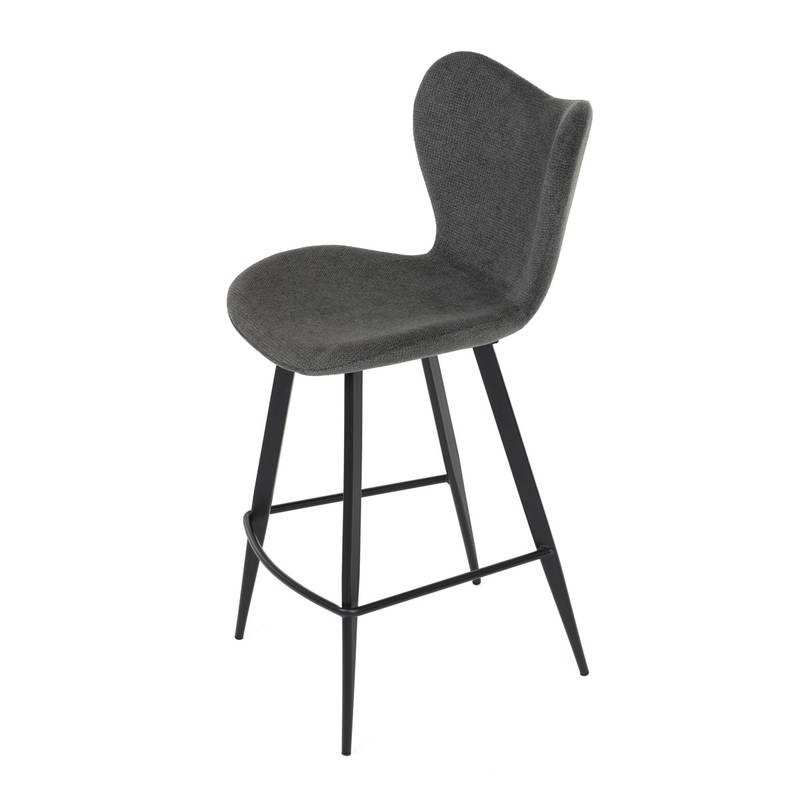 Autronic - Židle barová, šedá látka, černá podnož - AUB-1068 GREY2