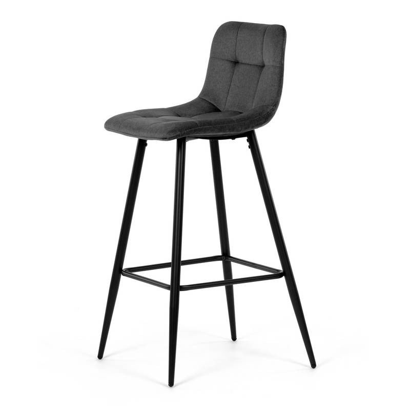 Autronic - Židle barová, šedá látka, čtyřnohá kovová podnož, černý mat - AUB-X7015 GREY2 AKCE