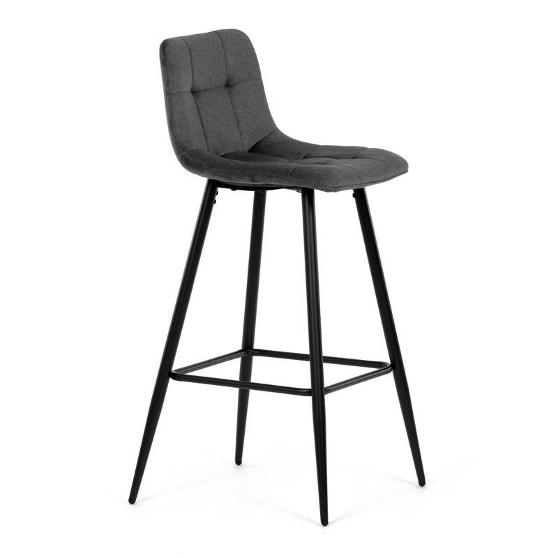 Autronic - Židle barová, šedá látka, čtyřnohá kovová podnož, černý mat - AUB-X7015 GREY2 AKCE