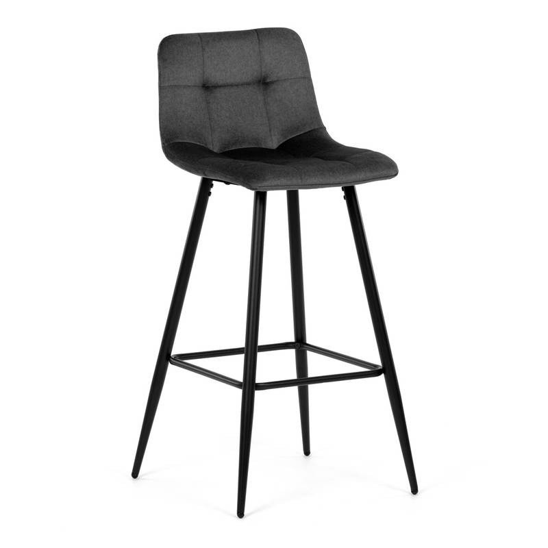 Autronic - Židle barová, šedá látka, čtyřnohá kovová podnož, černý mat - AUB-X7015 GREY2 AKCE